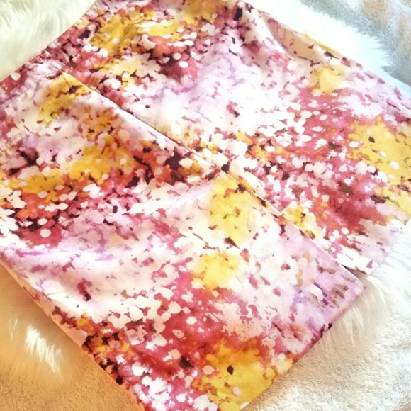LOFT Abstract Floral Watercolor Print Skirt - Picture 3 of 5